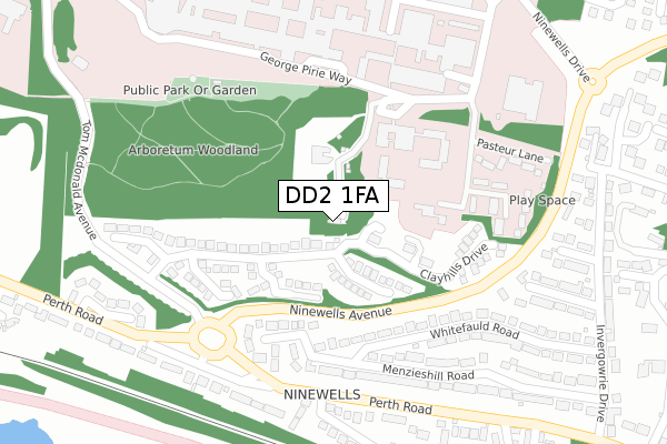 DD2 1FA map - large scale - OS Open Zoomstack (Ordnance Survey)