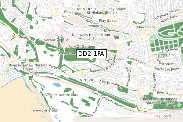 DD2 1FA map - small scale - OS Open Zoomstack (Ordnance Survey)