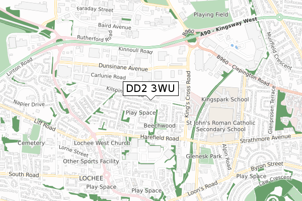 DD2 3WU map - small scale - OS Open Zoomstack (Ordnance Survey)