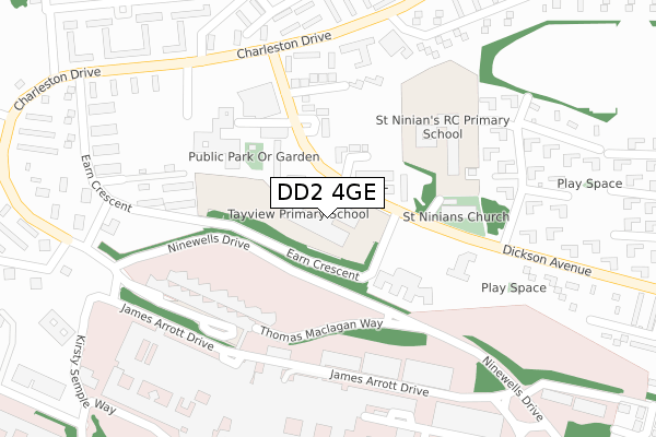 DD2 4GE map - large scale - OS Open Zoomstack (Ordnance Survey)