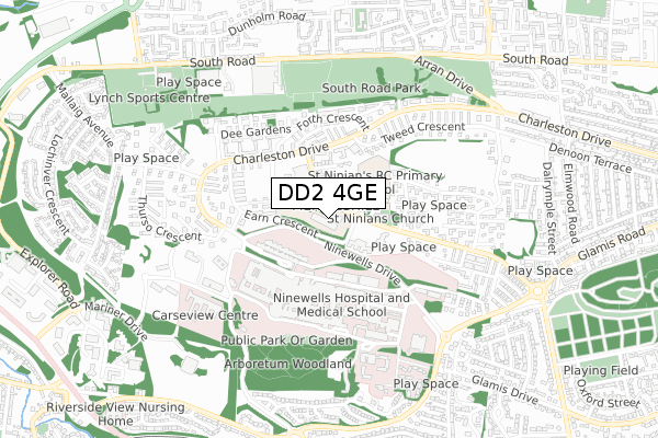 DD2 4GE map - small scale - OS Open Zoomstack (Ordnance Survey)
