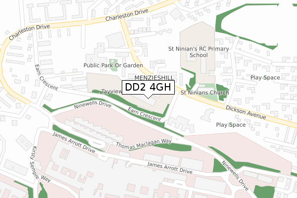 DD2 4GH map - large scale - OS Open Zoomstack (Ordnance Survey)