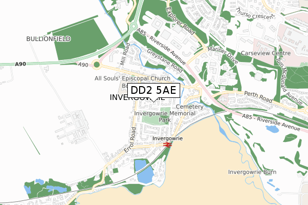 DD2 5AE map - small scale - OS Open Zoomstack (Ordnance Survey)