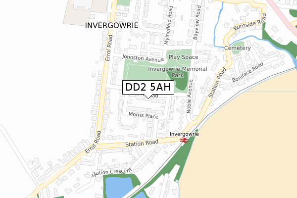 DD2 5AH map - large scale - OS Open Zoomstack (Ordnance Survey)