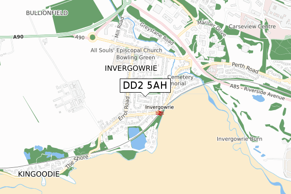 DD2 5AH map - small scale - OS Open Zoomstack (Ordnance Survey)