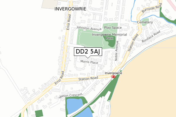 DD2 5AJ map - large scale - OS Open Zoomstack (Ordnance Survey)