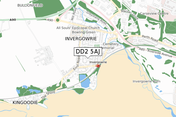 DD2 5AJ map - small scale - OS Open Zoomstack (Ordnance Survey)