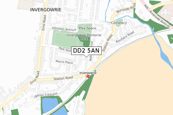 DD2 5AN map - large scale - OS Open Zoomstack (Ordnance Survey)