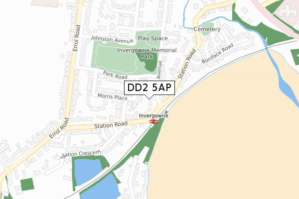 DD2 5AP map - large scale - OS Open Zoomstack (Ordnance Survey)