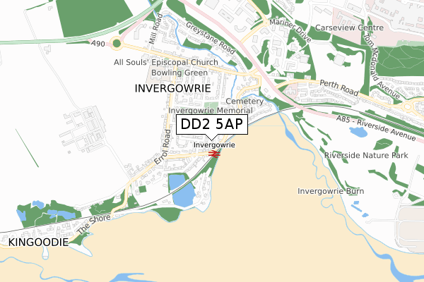DD2 5AP map - small scale - OS Open Zoomstack (Ordnance Survey)