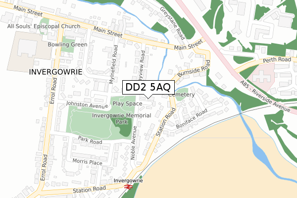 DD2 5AQ map - large scale - OS Open Zoomstack (Ordnance Survey)