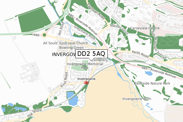 DD2 5AQ map - small scale - OS Open Zoomstack (Ordnance Survey)