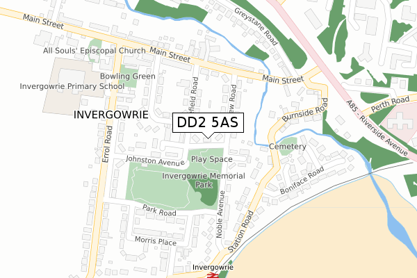 DD2 5AS map - large scale - OS Open Zoomstack (Ordnance Survey)