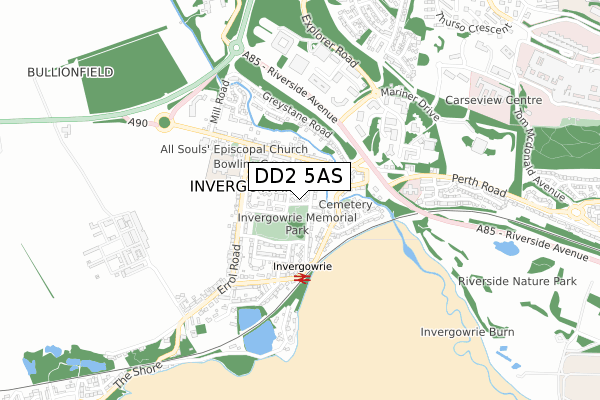 DD2 5AS map - small scale - OS Open Zoomstack (Ordnance Survey)