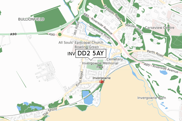 DD2 5AY map - small scale - OS Open Zoomstack (Ordnance Survey)