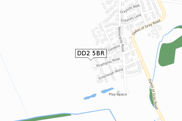 DD2 5BR map - large scale - OS Open Zoomstack (Ordnance Survey)