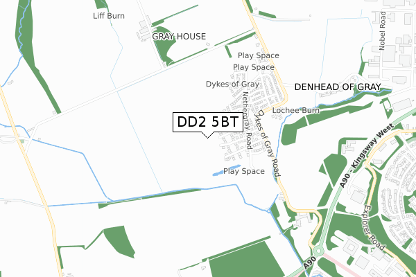 DD2 5BT map - small scale - OS Open Zoomstack (Ordnance Survey)