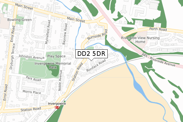 DD2 5DR map - large scale - OS Open Zoomstack (Ordnance Survey)