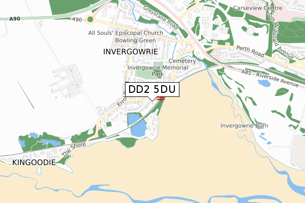 DD2 5DU map - small scale - OS Open Zoomstack (Ordnance Survey)