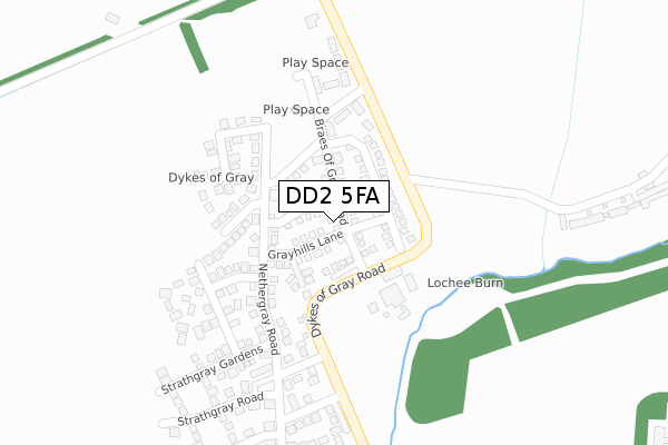 DD2 5FA map - large scale - OS Open Zoomstack (Ordnance Survey)