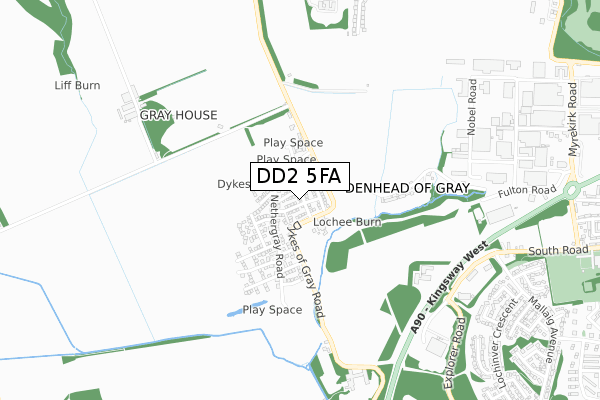 DD2 5FA map - small scale - OS Open Zoomstack (Ordnance Survey)