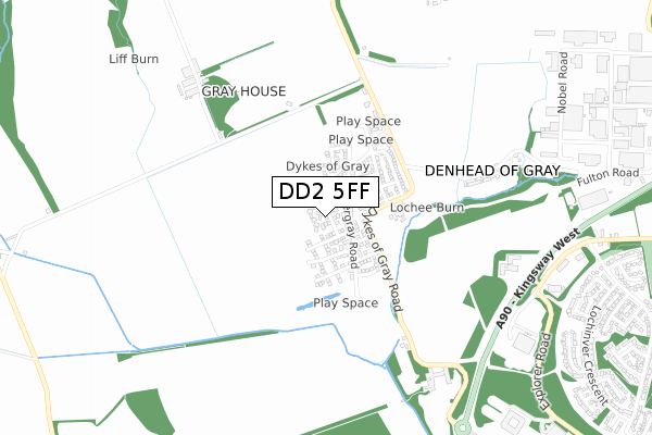 DD2 5FF map - small scale - OS Open Zoomstack (Ordnance Survey)