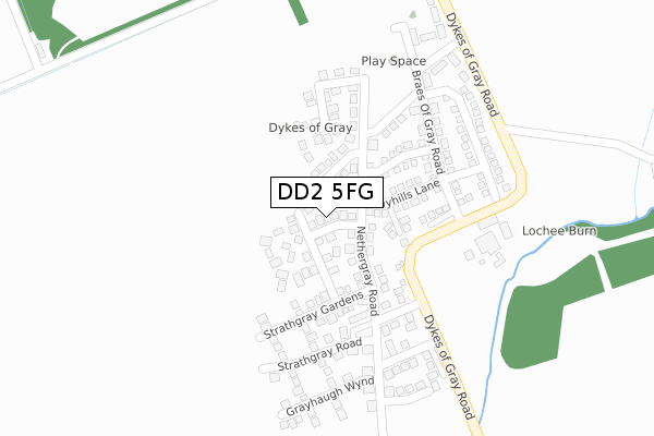 DD2 5FG map - large scale - OS Open Zoomstack (Ordnance Survey)