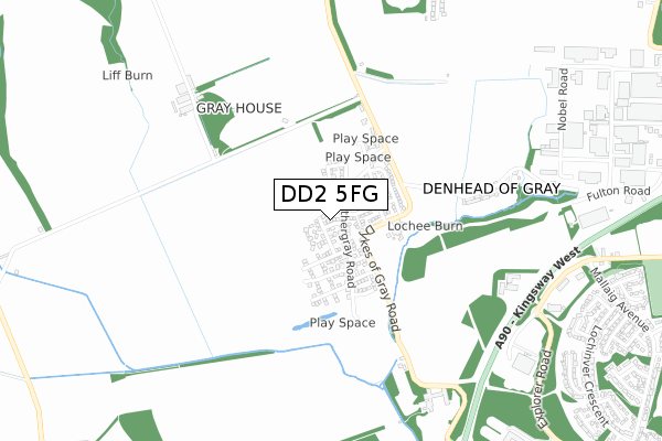 DD2 5FG map - small scale - OS Open Zoomstack (Ordnance Survey)