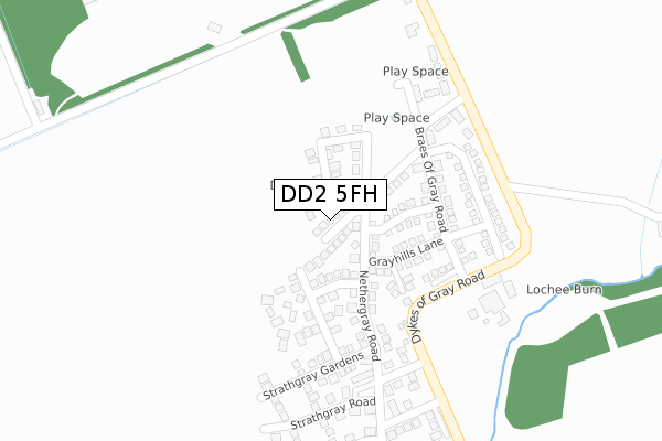 DD2 5FH map - large scale - OS Open Zoomstack (Ordnance Survey)