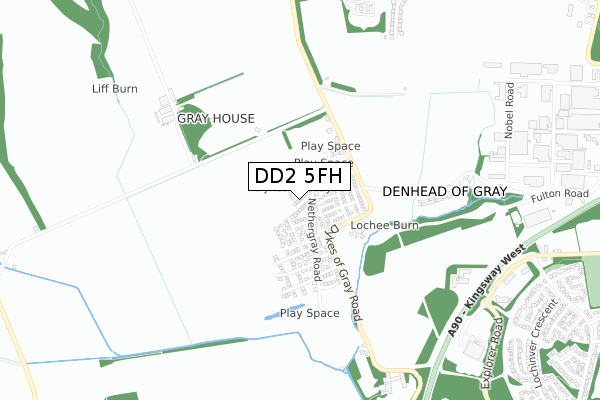 DD2 5FH map - small scale - OS Open Zoomstack (Ordnance Survey)