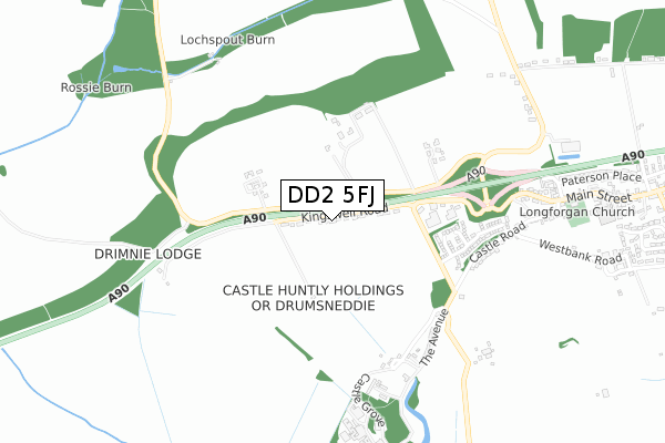 DD2 5FJ map - small scale - OS Open Zoomstack (Ordnance Survey)