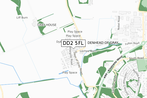 DD2 5FL map - small scale - OS Open Zoomstack (Ordnance Survey)