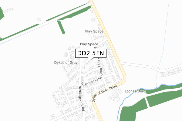 DD2 5FN map - large scale - OS Open Zoomstack (Ordnance Survey)