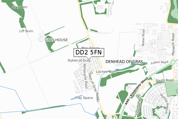 DD2 5FN map - small scale - OS Open Zoomstack (Ordnance Survey)