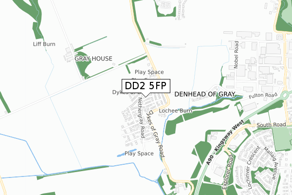 DD2 5FP map - small scale - OS Open Zoomstack (Ordnance Survey)