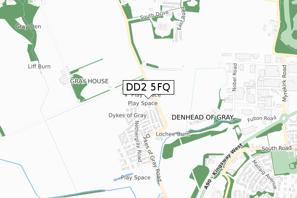 DD2 5FQ map - small scale - OS Open Zoomstack (Ordnance Survey)