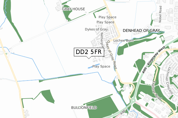 DD2 5FR map - small scale - OS Open Zoomstack (Ordnance Survey)