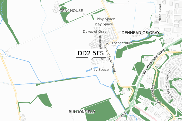 DD2 5FS map - small scale - OS Open Zoomstack (Ordnance Survey)