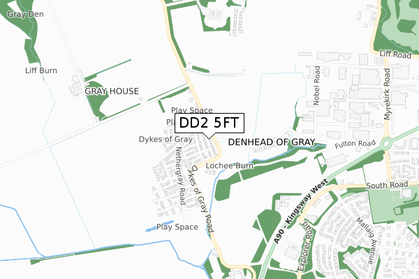 DD2 5FT map - small scale - OS Open Zoomstack (Ordnance Survey)