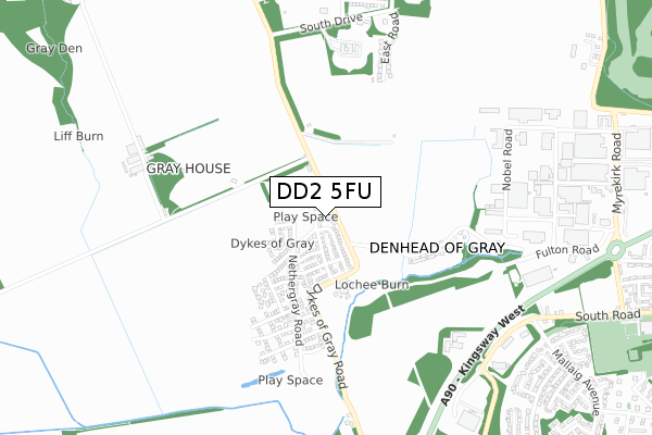 DD2 5FU map - small scale - OS Open Zoomstack (Ordnance Survey)