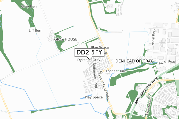 DD2 5FY map - small scale - OS Open Zoomstack (Ordnance Survey)