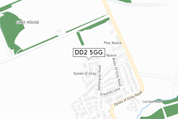 DD2 5GG map - large scale - OS Open Zoomstack (Ordnance Survey)