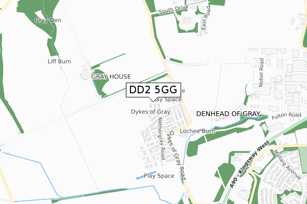 DD2 5GG map - small scale - OS Open Zoomstack (Ordnance Survey)