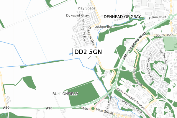 DD2 5GN map - small scale - OS Open Zoomstack (Ordnance Survey)