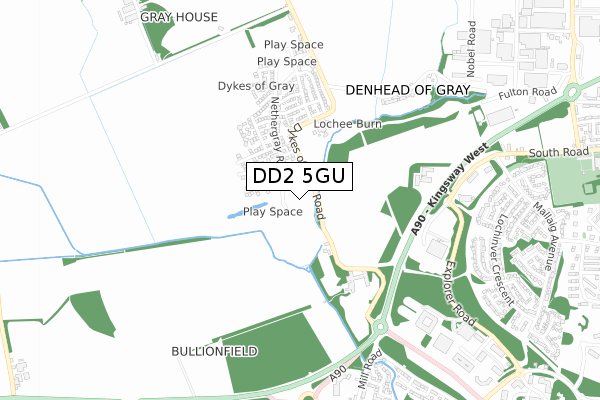 DD2 5GU map - small scale - OS Open Zoomstack (Ordnance Survey)