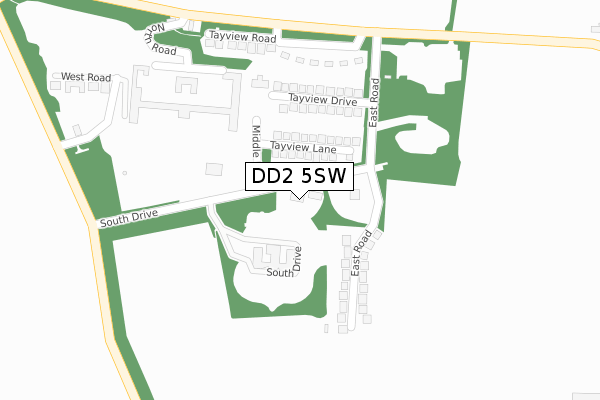 DD2 5SW map - large scale - OS Open Zoomstack (Ordnance Survey)