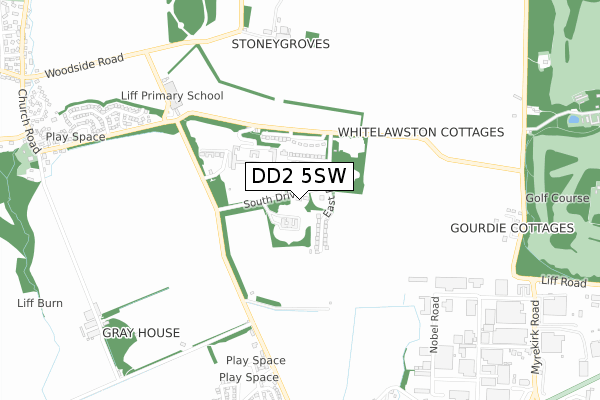 DD2 5SW map - small scale - OS Open Zoomstack (Ordnance Survey)