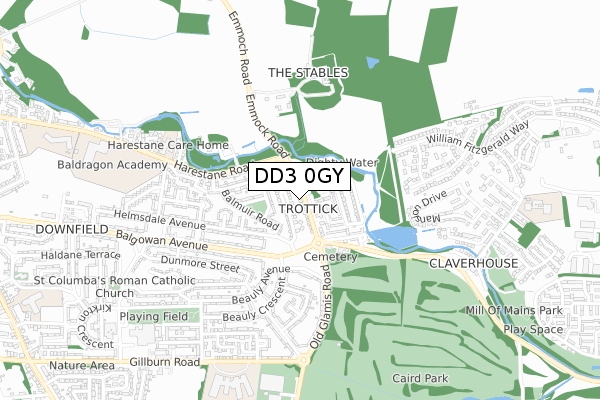 DD3 0GY map - small scale - OS Open Zoomstack (Ordnance Survey)
