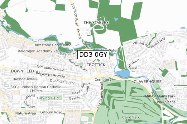 DD3 0GY map - small scale - OS Open Zoomstack (Ordnance Survey) DD3 0GY map - small scale - OS Open Zoomstack (Ordnance Survey)