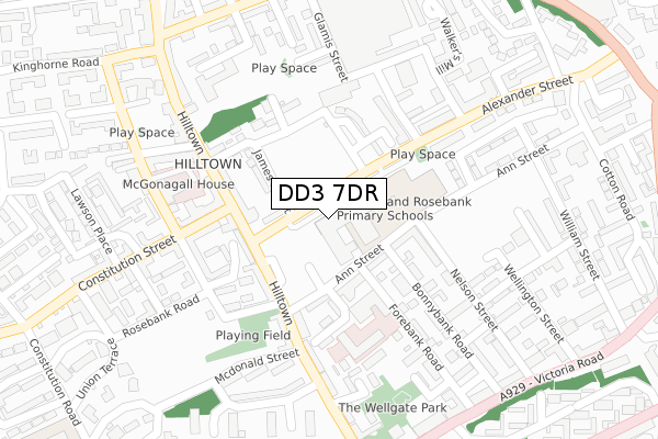 DD3 7DR map - large scale - OS Open Zoomstack (Ordnance Survey)